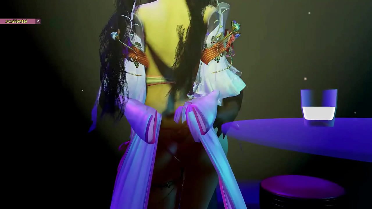 3D Animation - Young cosplayer at night club